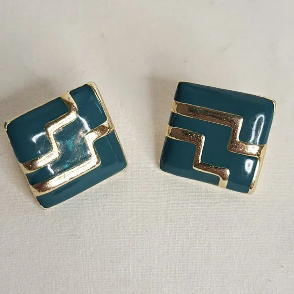 Set of 2 VINTAGE 80S Statement Clip Earrings - Picture 3 of 6